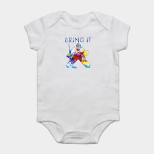 Bring It Hockey Goalie Watercolor Baby Bodysuit